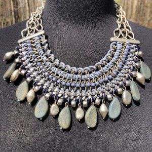 🔴TODAY ONLY🔴Chico's silver, light blue, and some navy Bib Collar Necklace